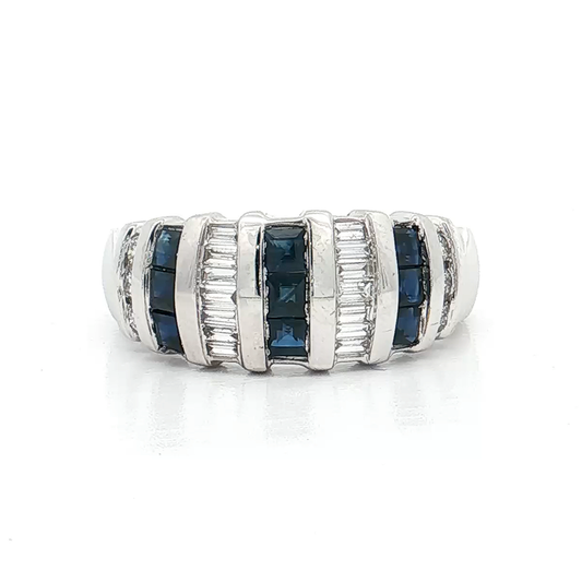 White Gold Sapphire & Diamond Band