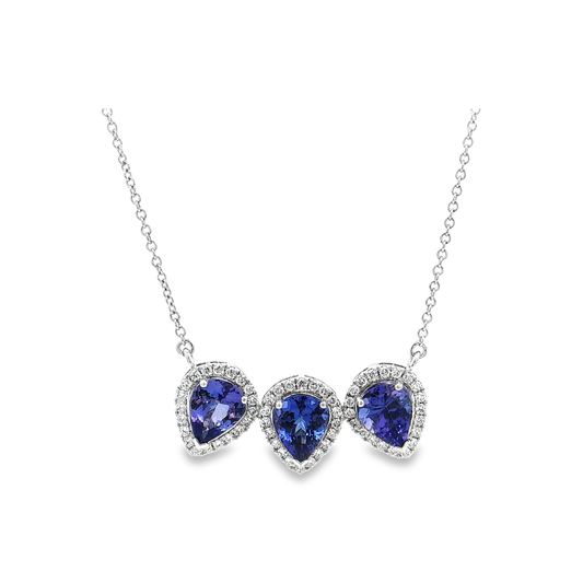 White Gold Tanzanite & Diamond Necklace