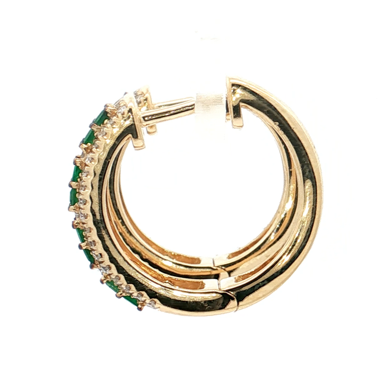 Yellow Gold Emerald & Diamond Earrings