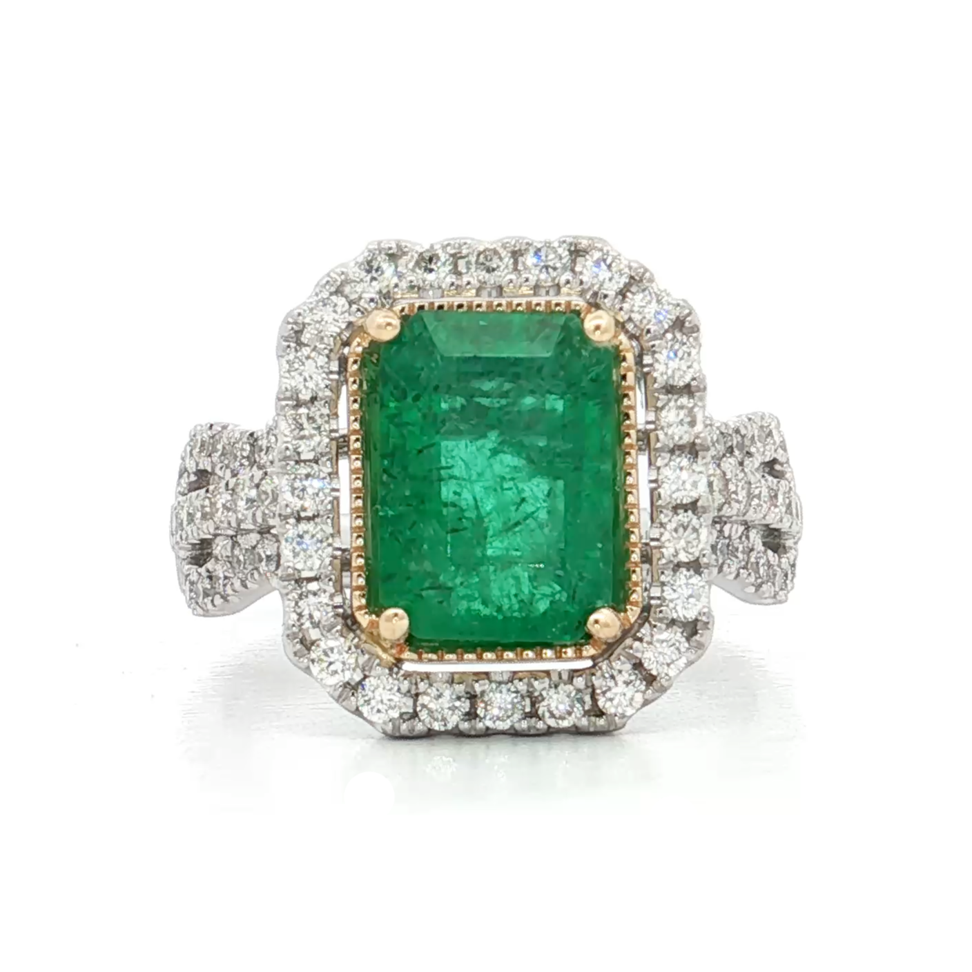 Platinum Emerald & Diamond Ring