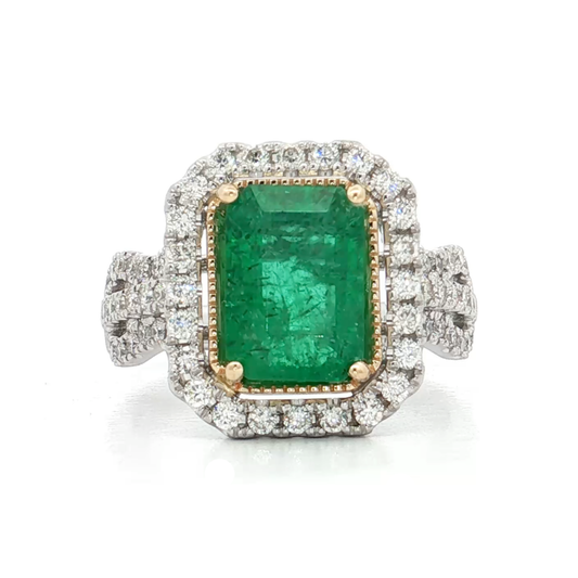 Platinum Emerald & Diamond Ring