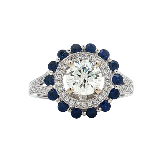 White Gold Sapphire & Diamond Bridal Ring