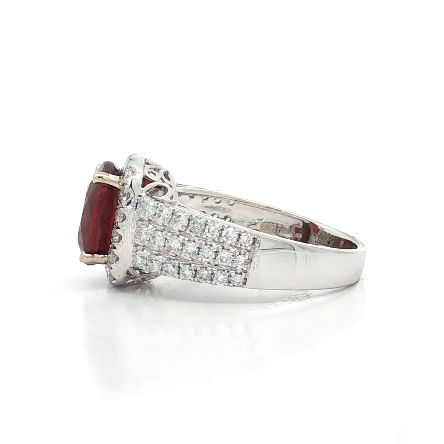 White Gold Ruby & Diamond Ring