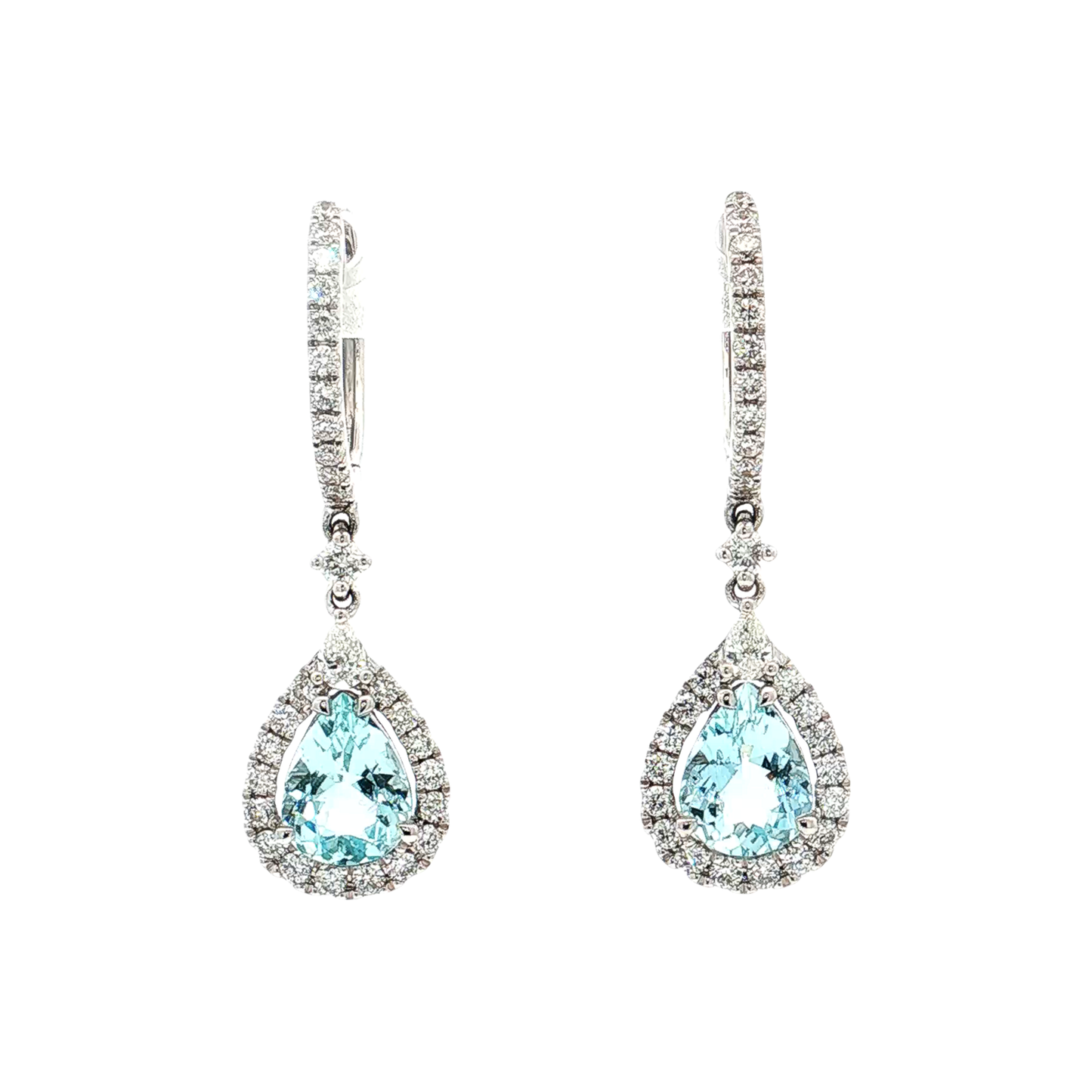 White Gold Aquamarine & Diamond Earrings