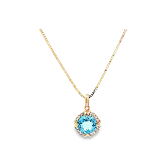 Yellow Gold Topaz & Diamond Necklace