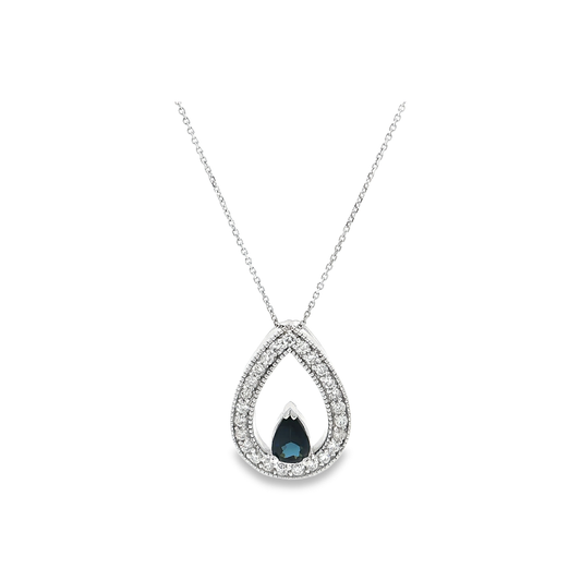 White Gold Sapphire & Diamond Necklace
