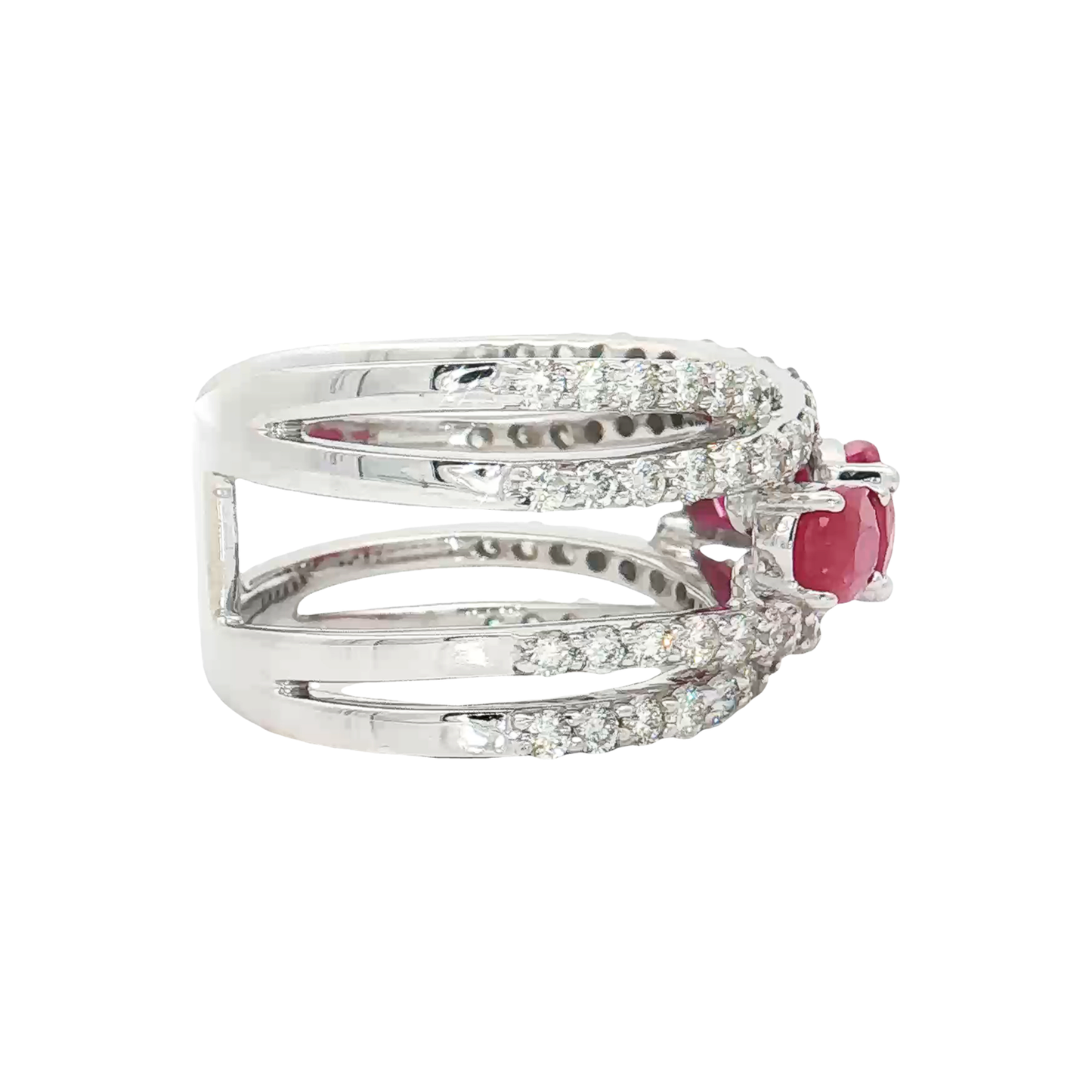 White Gold Ruby & Diamond Band d