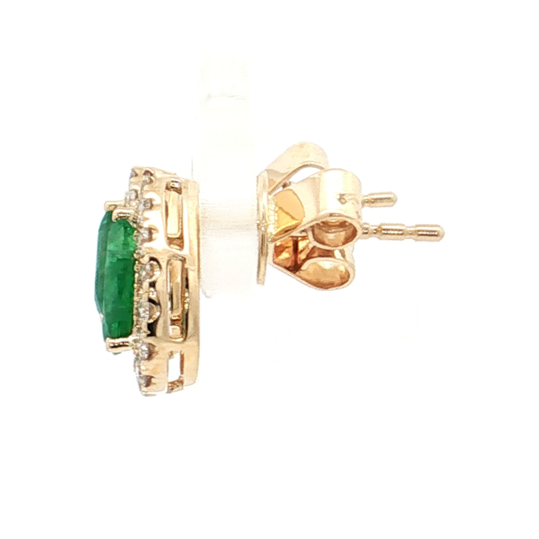 Yellow Gold Emerald & Diamond Earrings