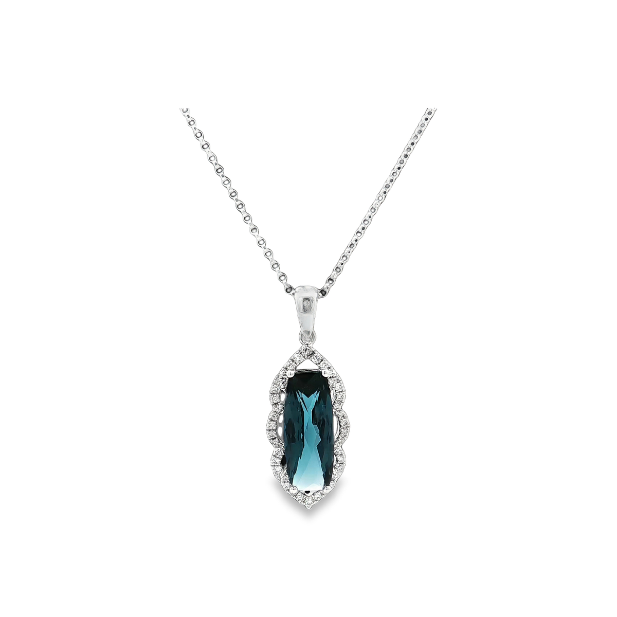 White Gold Topaz & Diamond Necklace