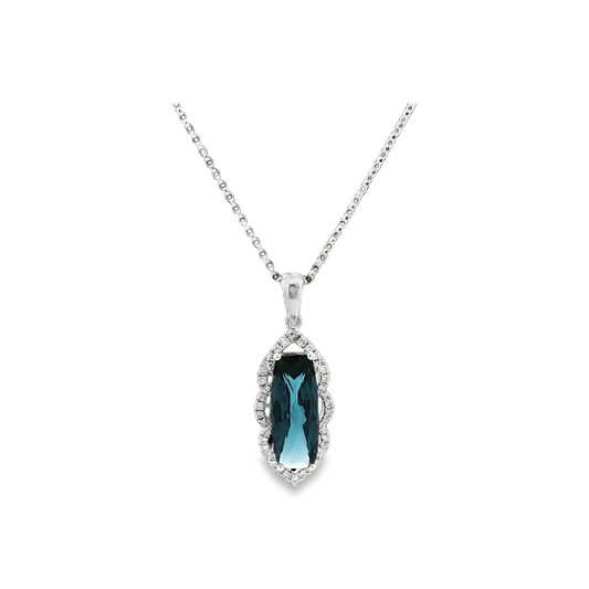 White Gold Topaz & Diamond Necklace