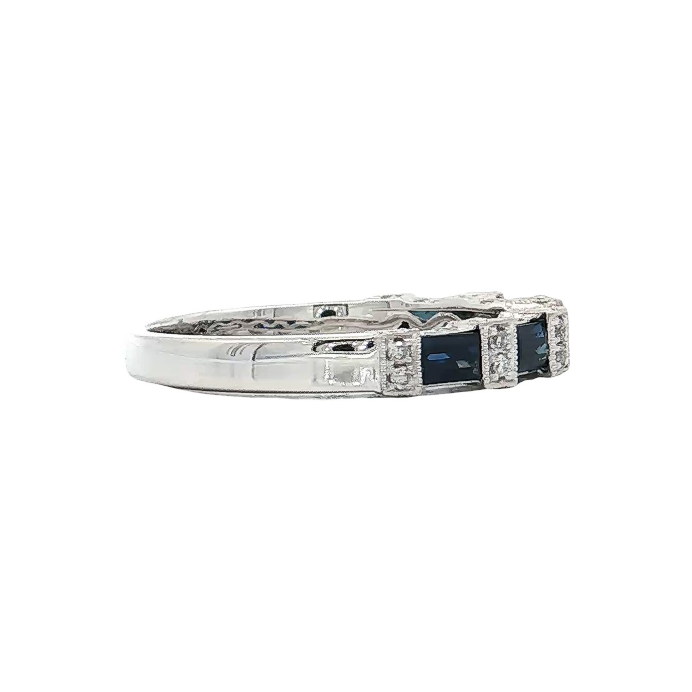 White Gold Sapphire & Diamond Wedding Band