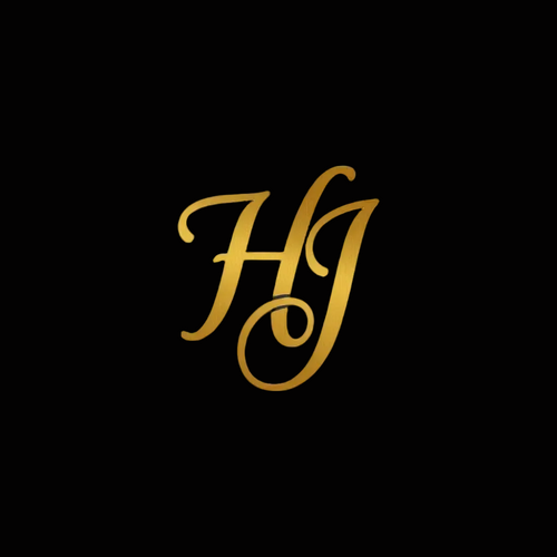 HJ Uppercase Cursive Gold Logo