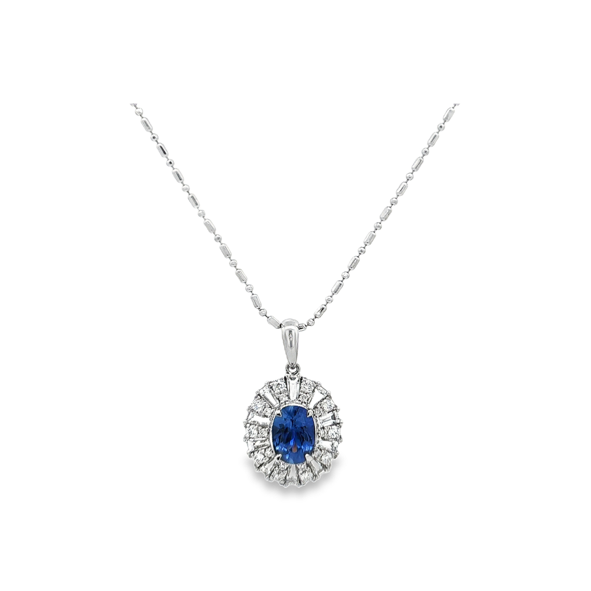 White Gold Sapphire & Diamond Necklace