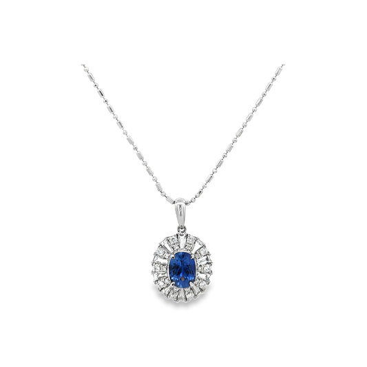 White Gold Sapphire & Diamond Necklace