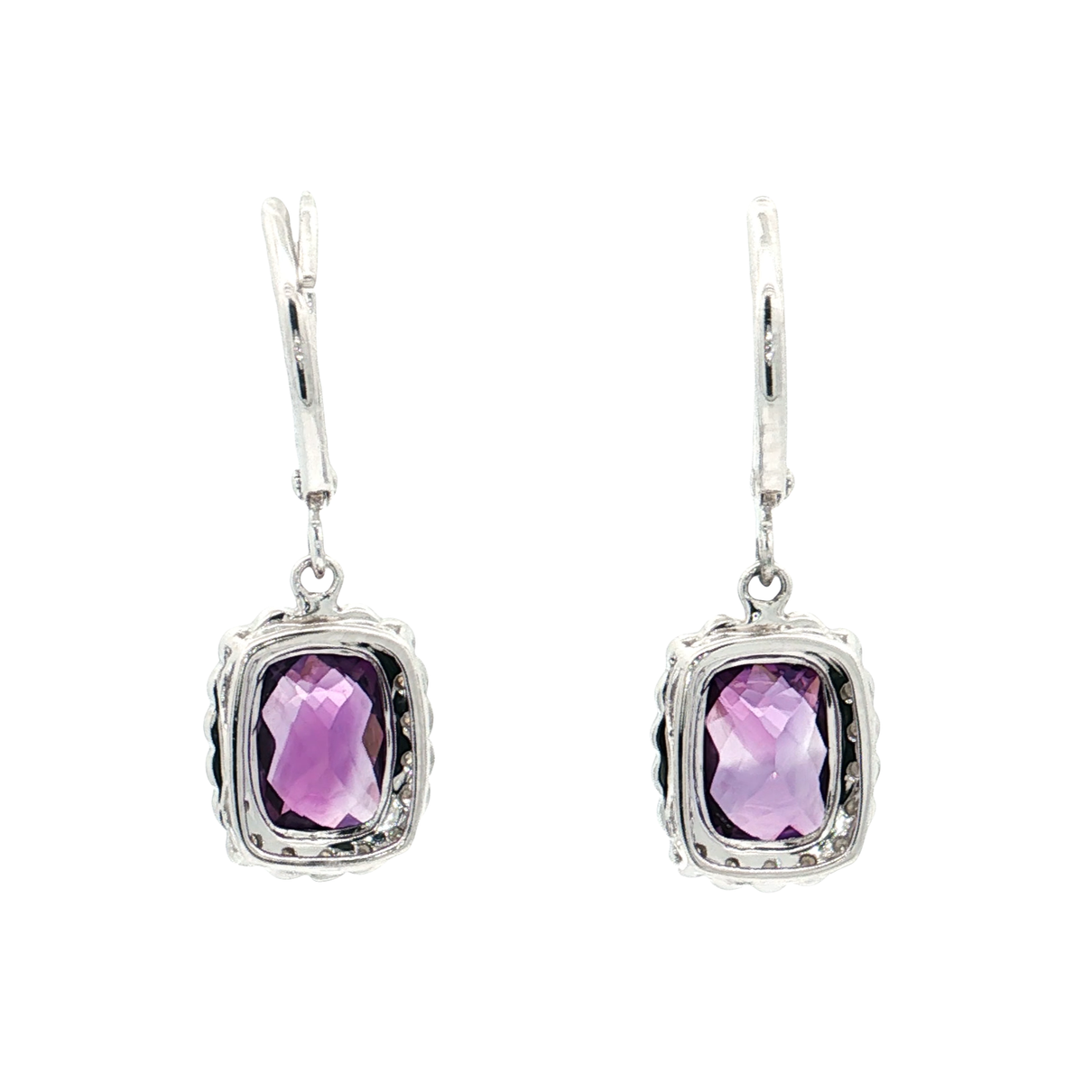White Gold Amethyst & Diamond Earrings