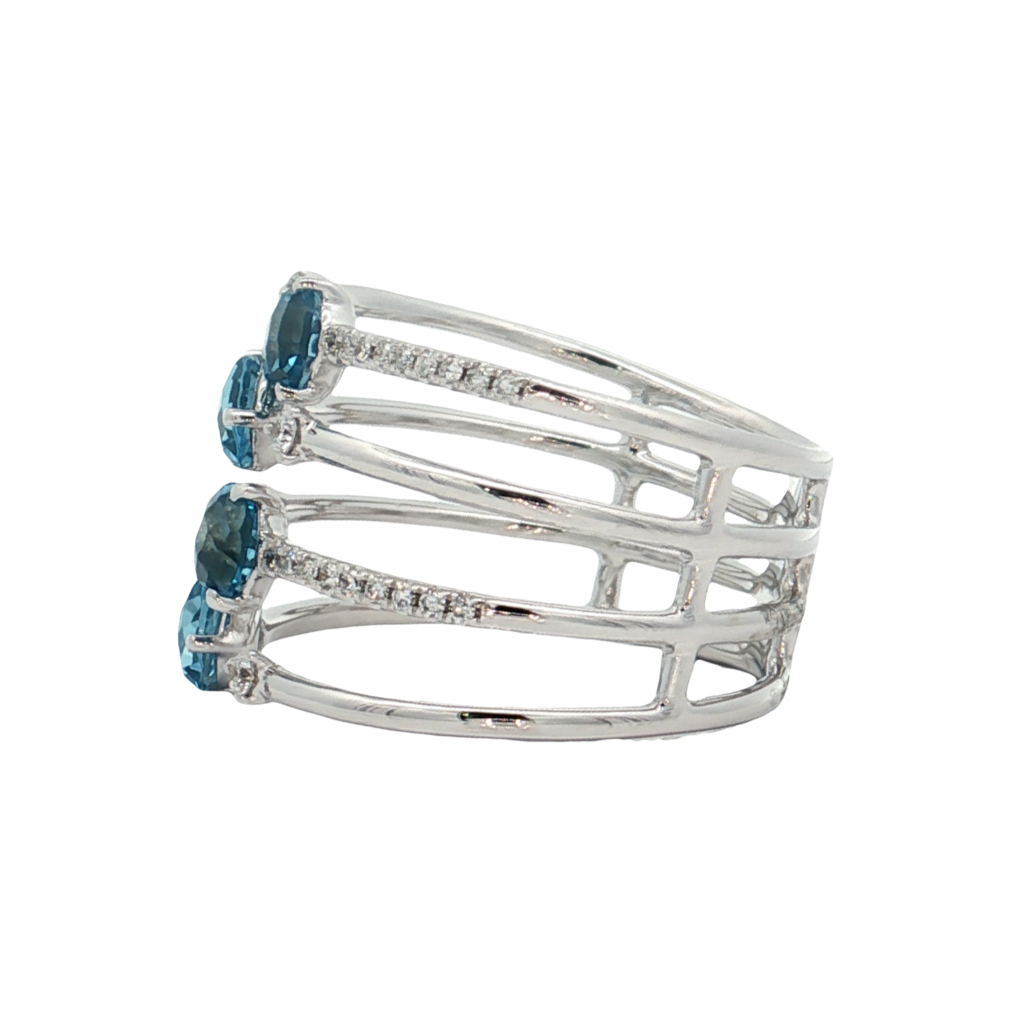 White Gold Blue Topaz & Diamond Band
