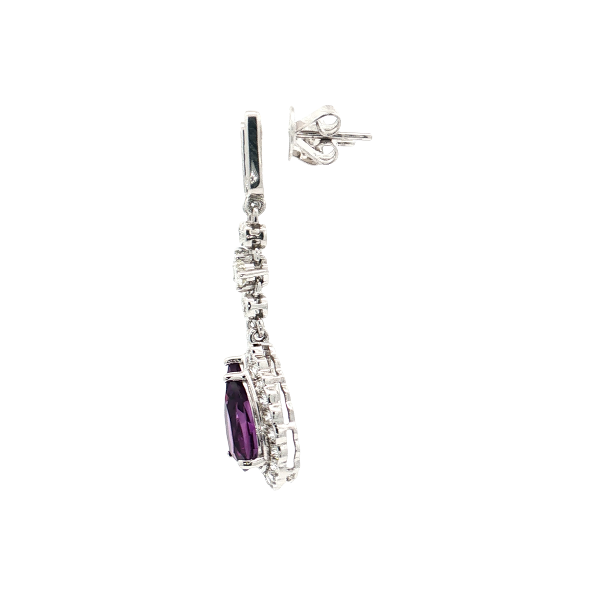 White Gold Amethyst & Diamond Earrings