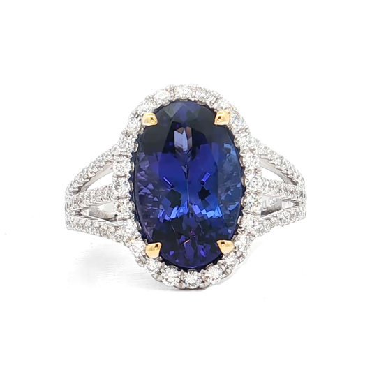 White Gold Tanzanite & Diamond Ring