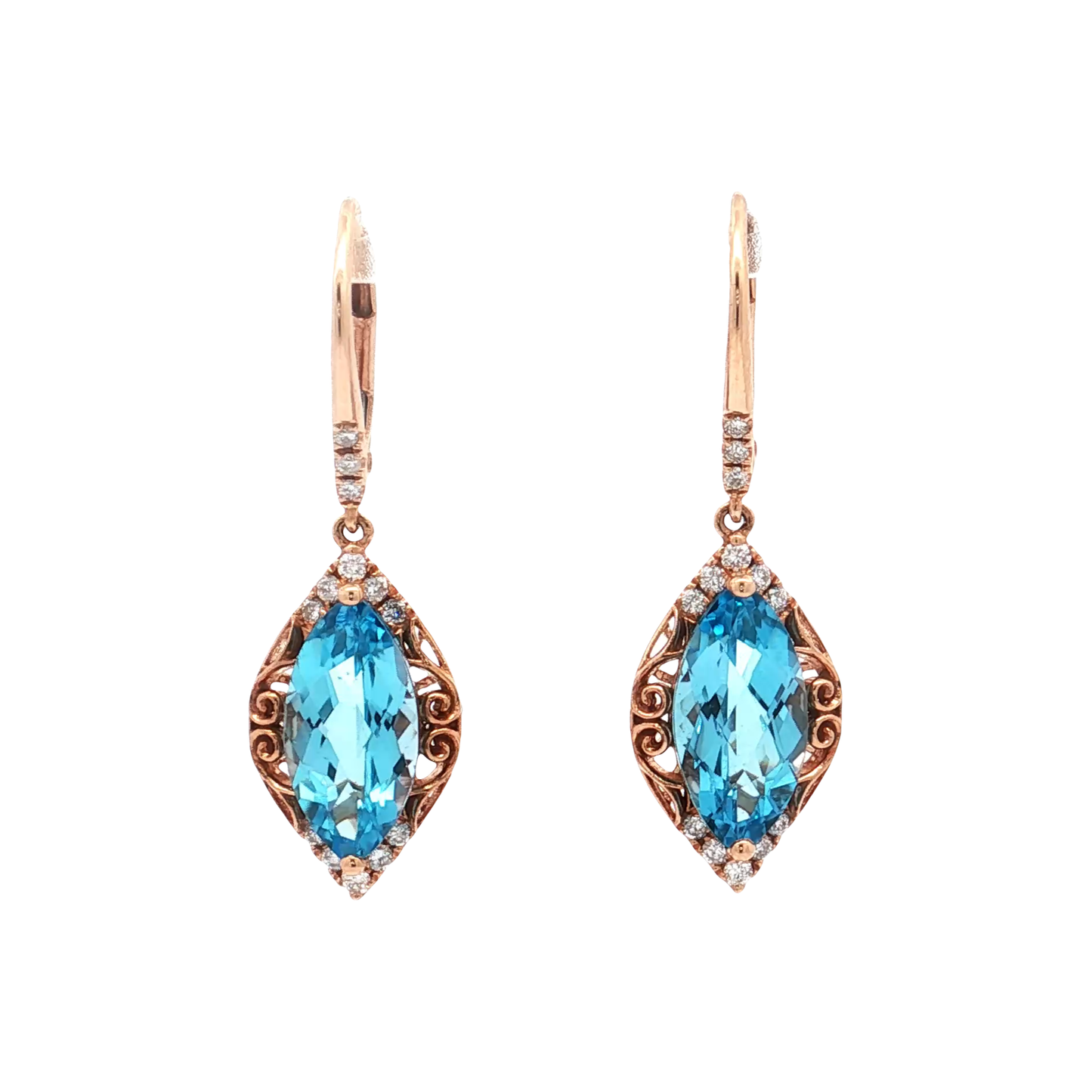 Rose Gold Topaz & Diamond Earrings