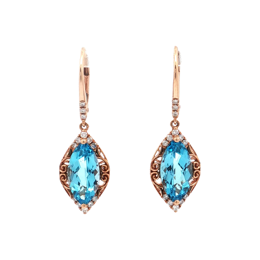 Rose Gold Topaz & Diamond Earrings