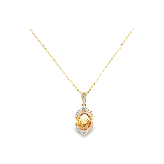 Yellow Gold Citrine & Diamond Necklace