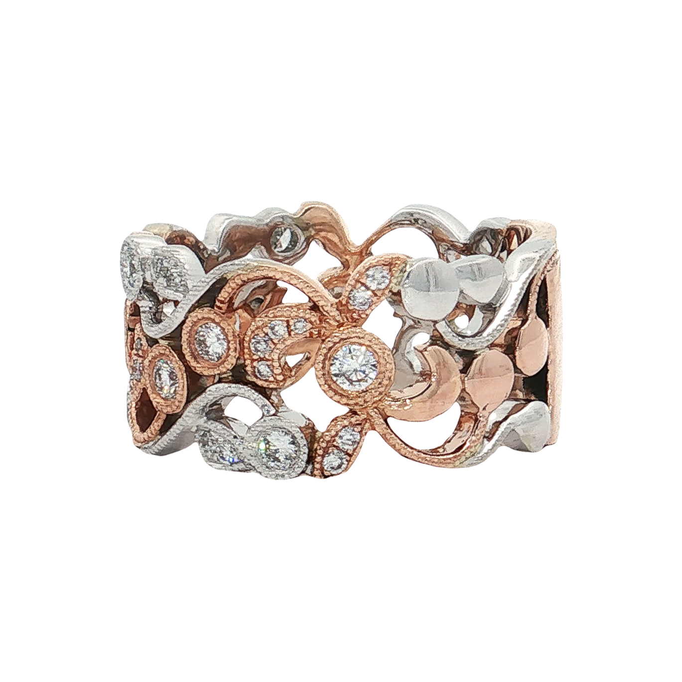 White & Rose Gold Diamond Fashion Ring