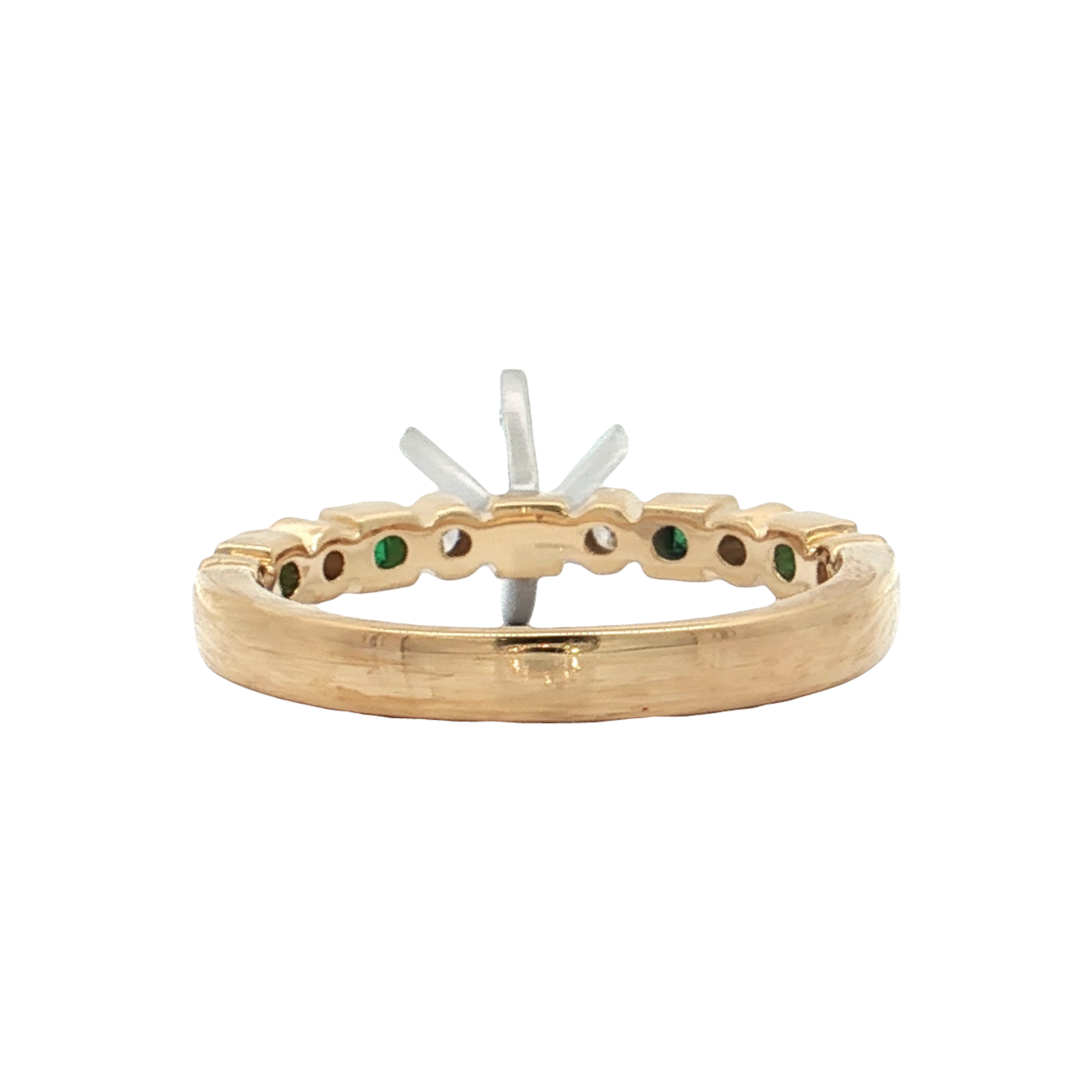 Yellow Gold Emerald & Diamond Bridal Setting