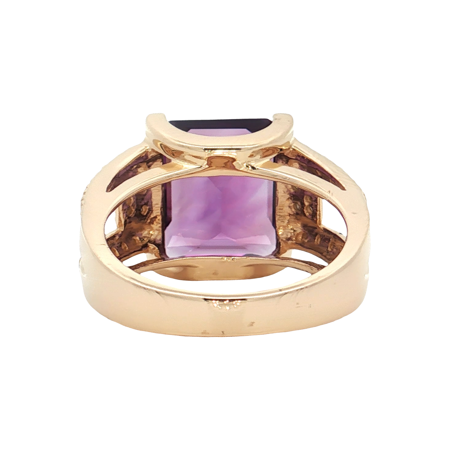 Yellow Gold Amathyst & Diamond Ring