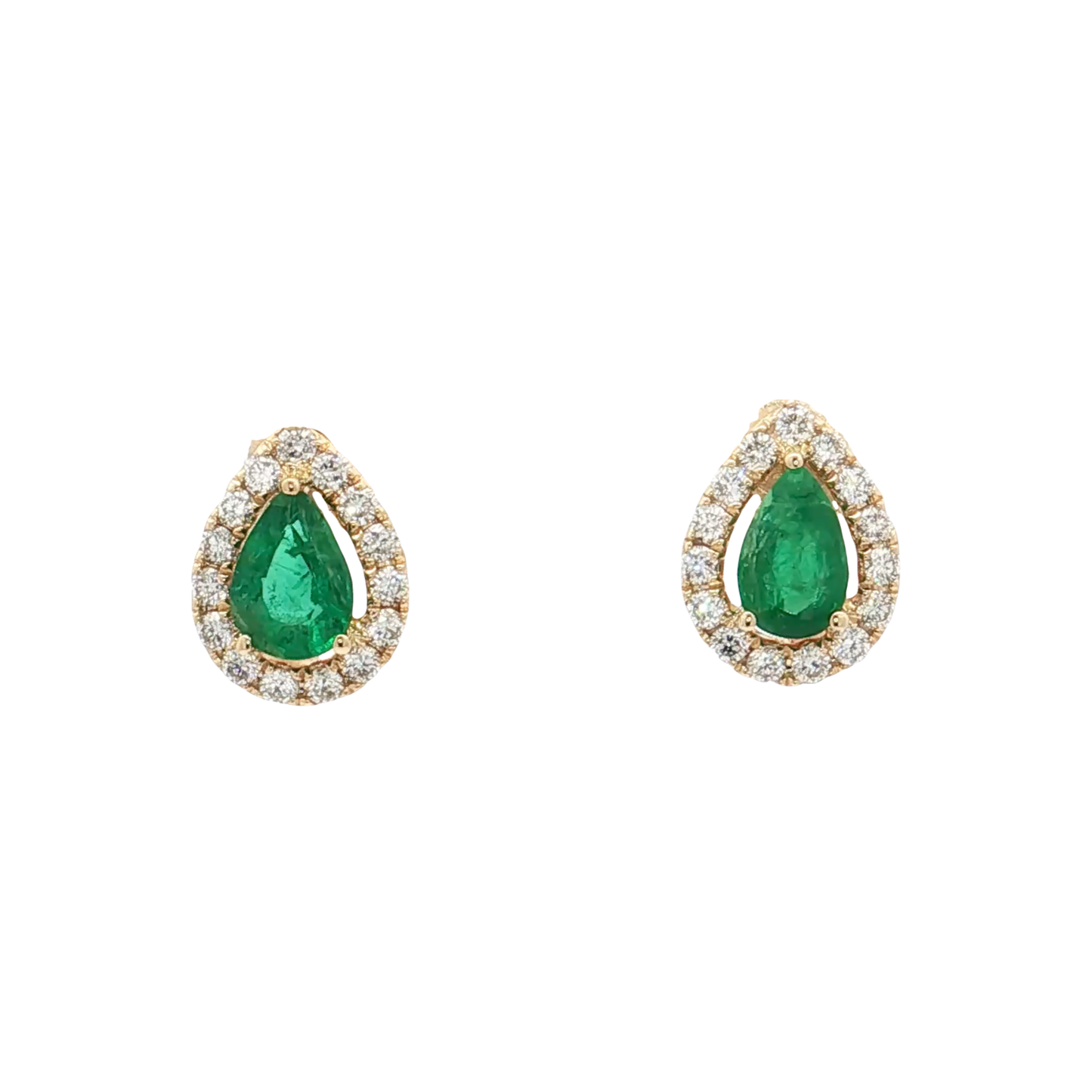 Yellow Gold Emerald & Diamond Earrings