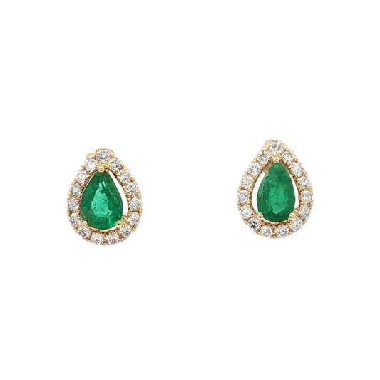 Yellow Gold Emerald & Diamond Earrings