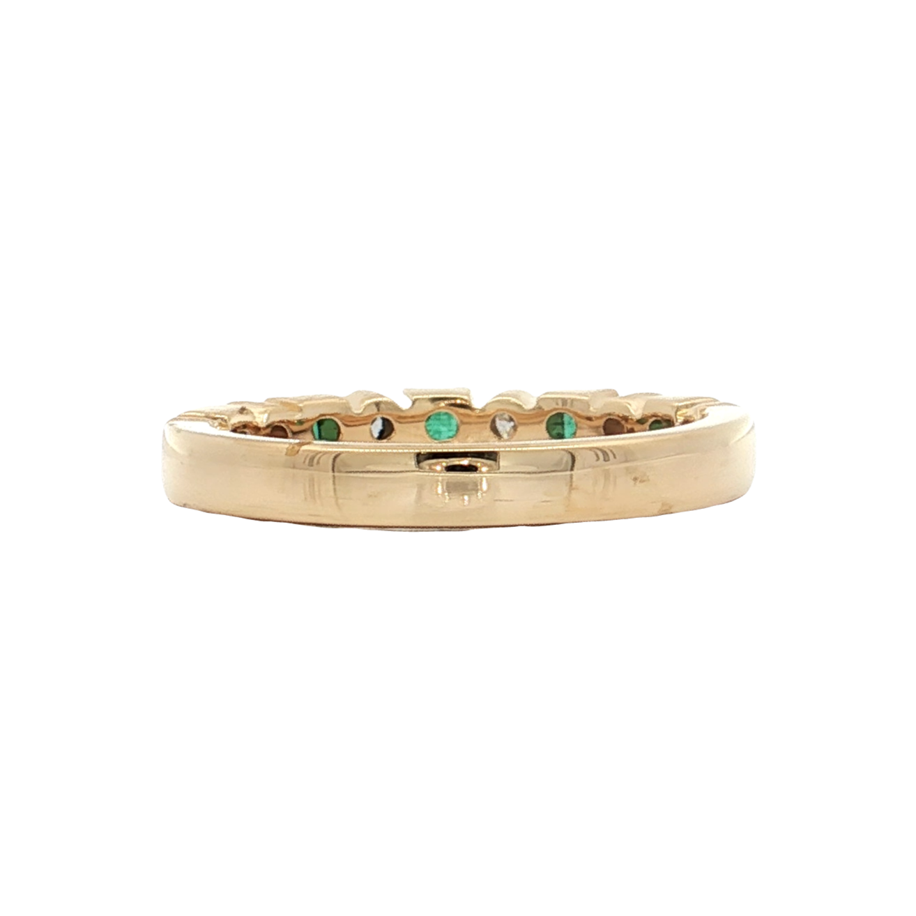 Yellow Gold Emerald & Diamond Wedding Band