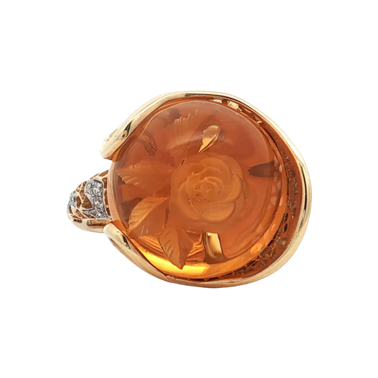 Yellow Gold Citrine & Diamond Ring