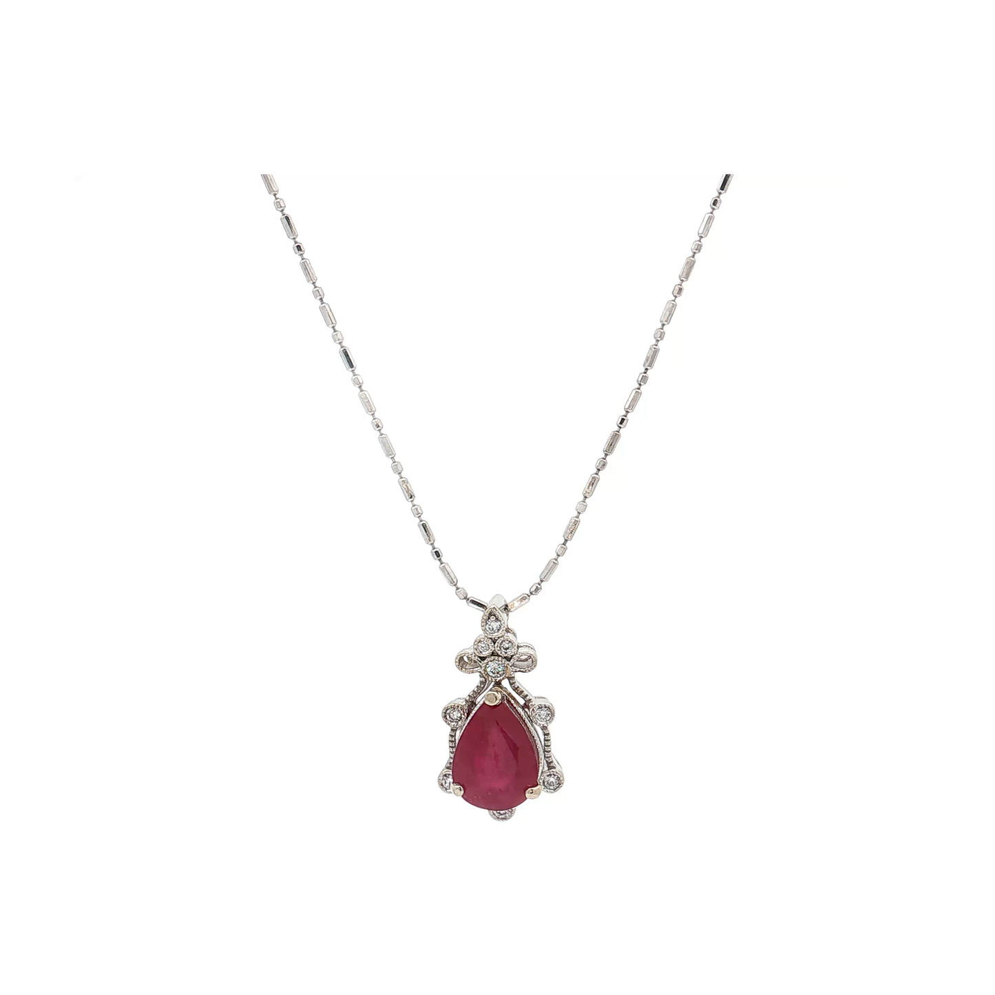 White Gold Ruby & Diamond Necklace