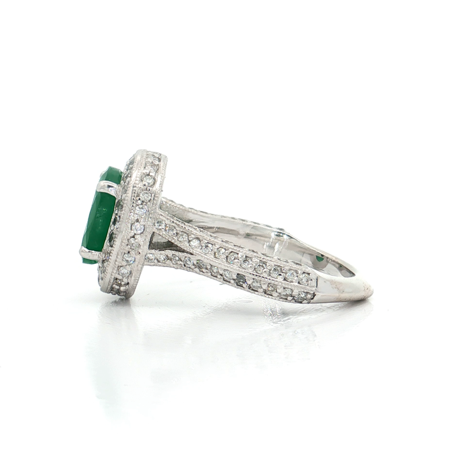 White Gold Emerald & Diamond Ring