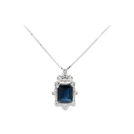 White Gold Sapphire & Diamond Necklace