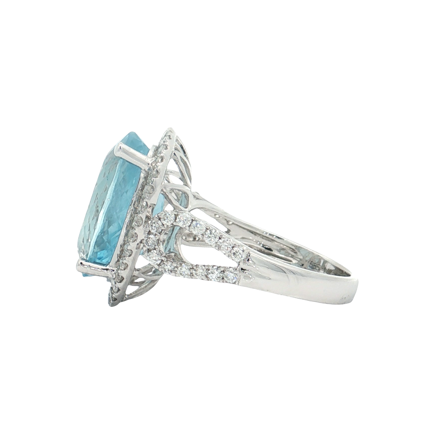 White Gold Aquamarine & Diamond Ring