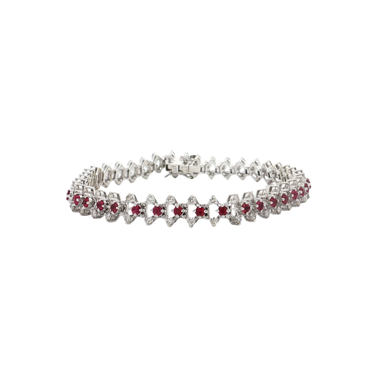 White Gold Ruby & Diamond Bracelet