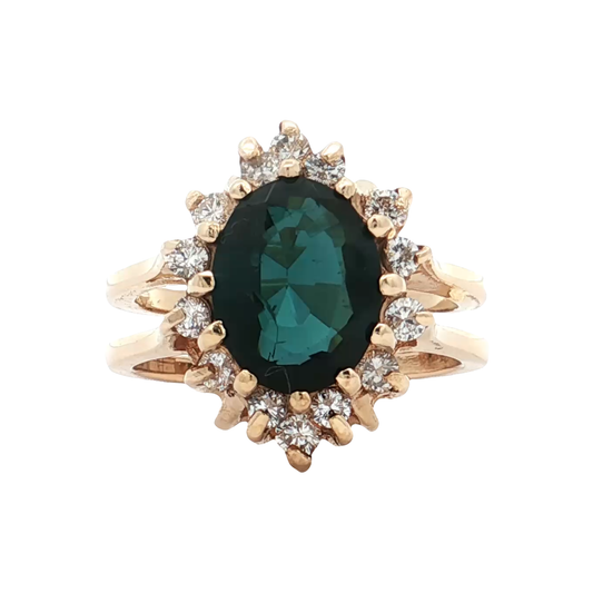 Yellow Gold Tourmaline & Diamond Ring