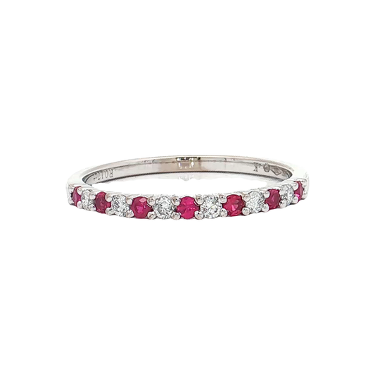 White Gold Ruby & Diamond Band