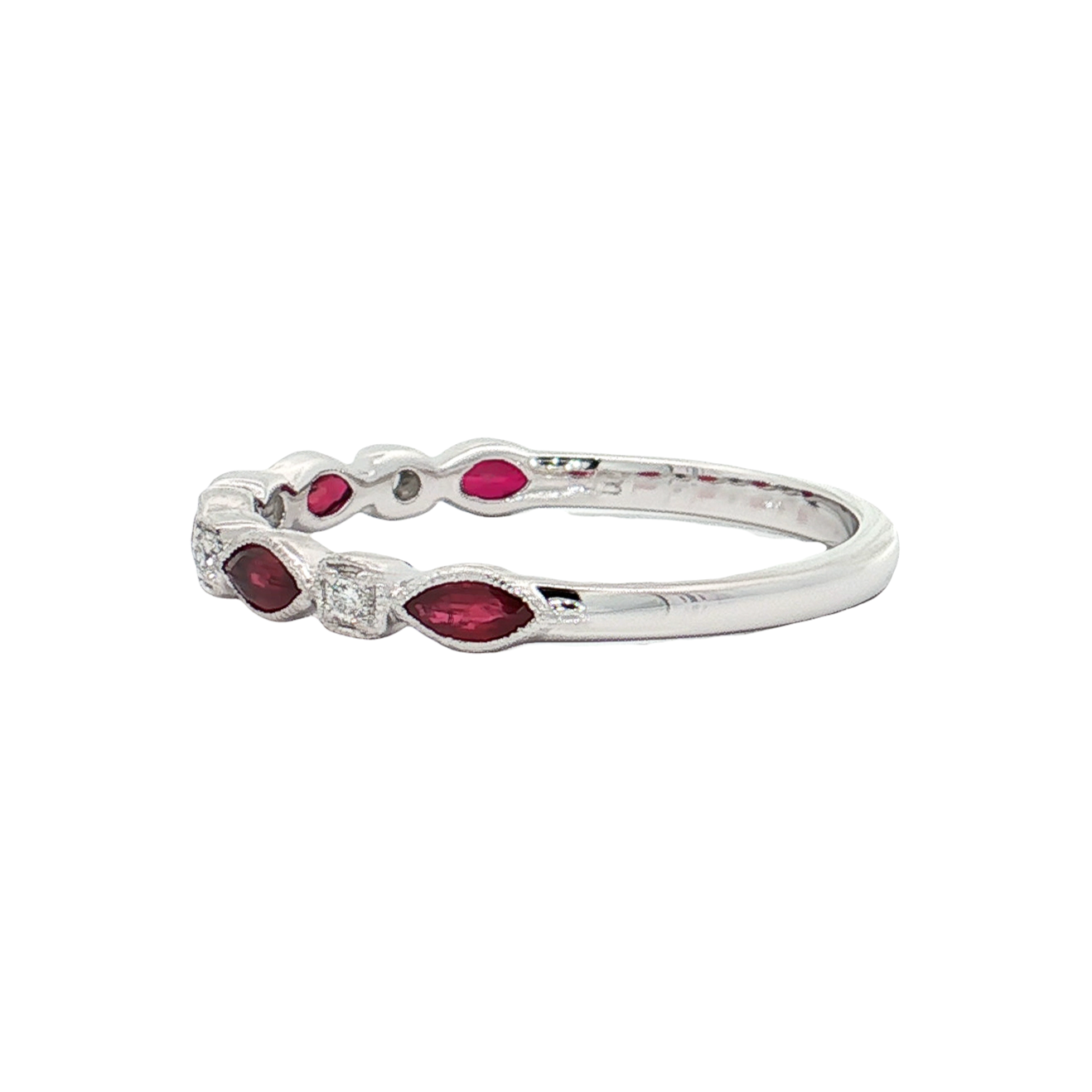 White Gold Ruby & Diamond Band