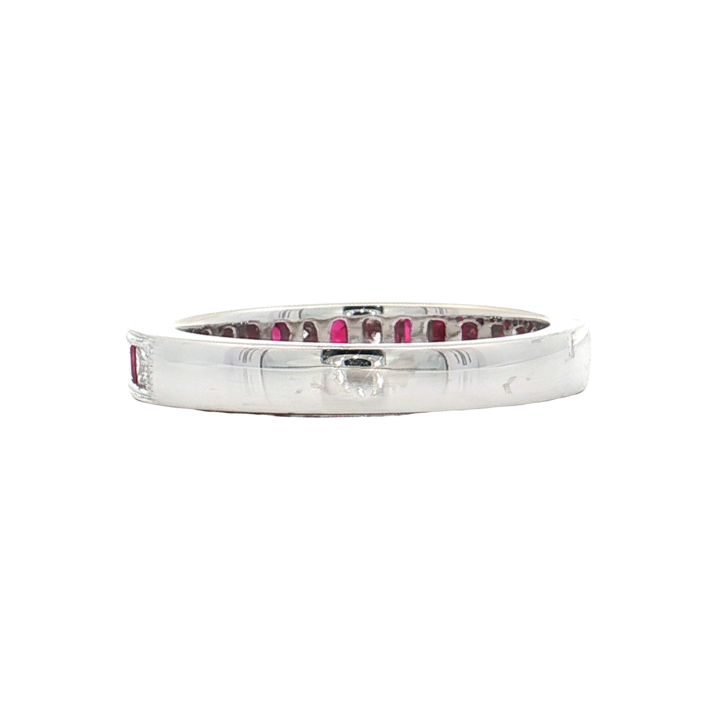White Gold Ruby & Diamond Wedding Band
