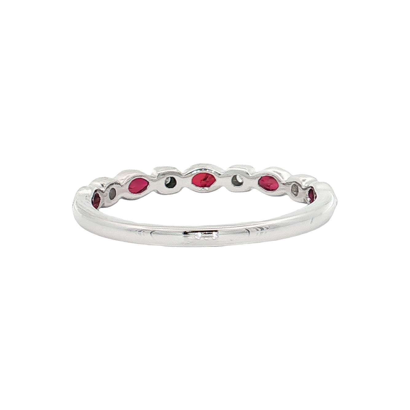 White Gold Ruby & Diamond Band