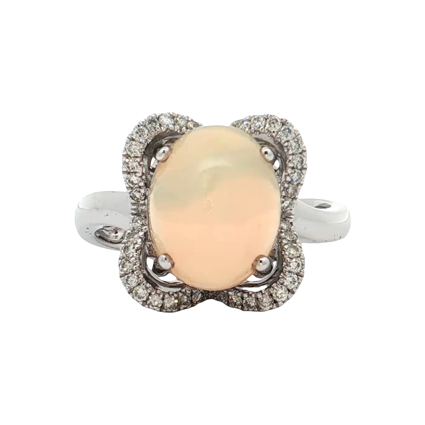 White Gold Opal & Diamond Ring