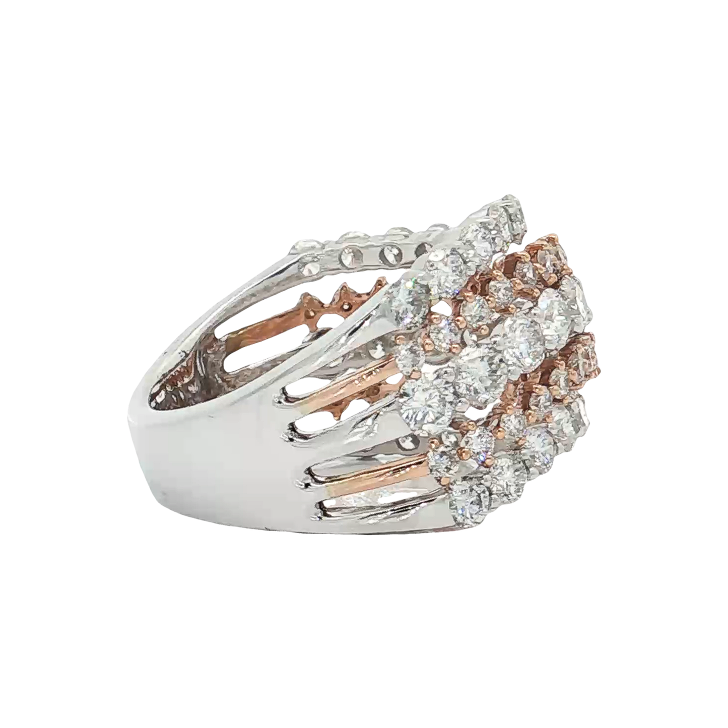 White & Rose Gold Diamond Fashion Ring
