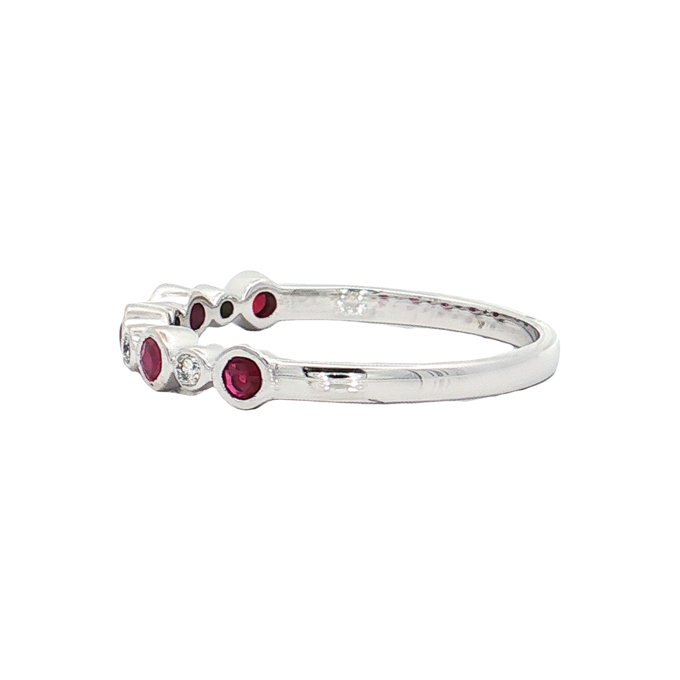 White Gold Ruby & Diamond Band