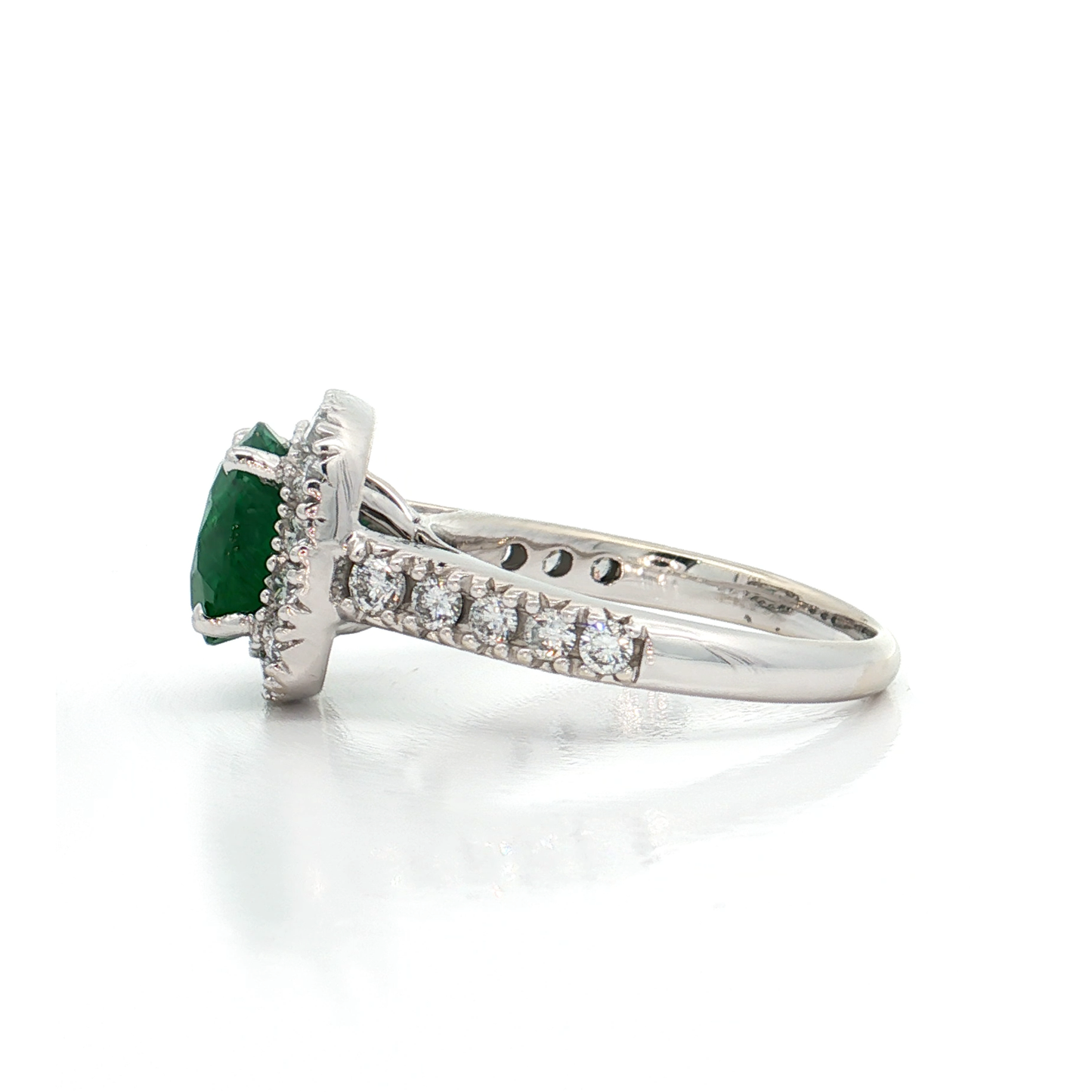 White Gold Emerald & Diamond Ring