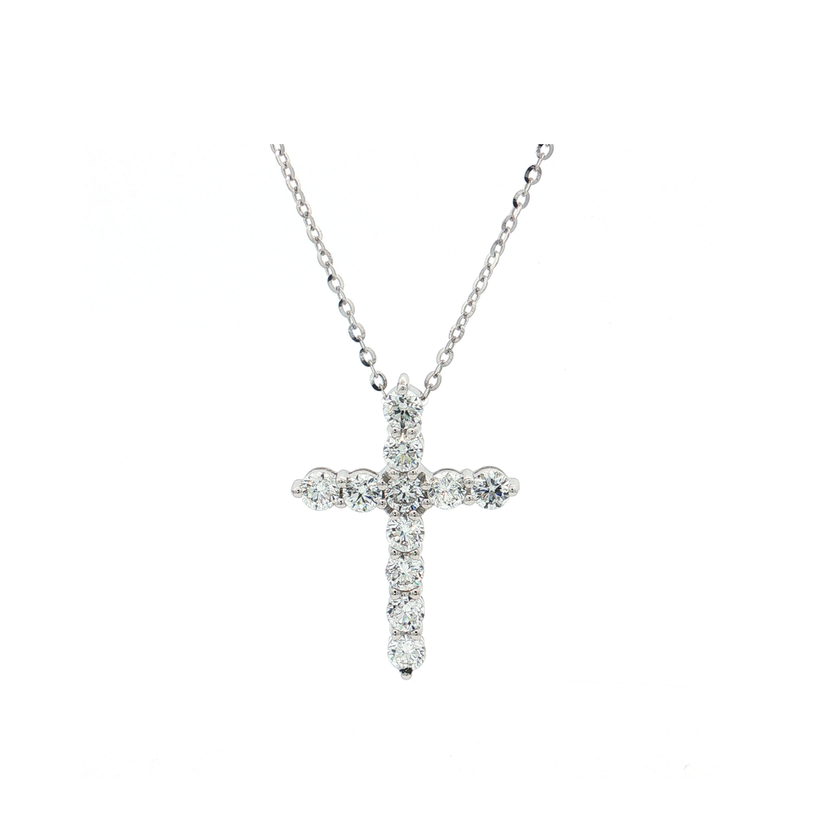 White Gold Lab-Diamond Cross