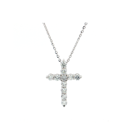 White Gold Lab-Diamond Cross
