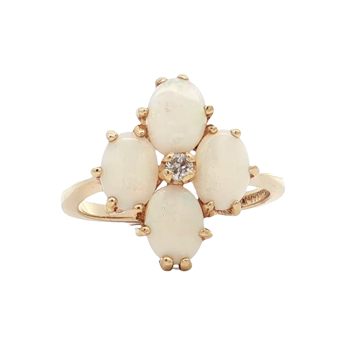 Yellow Gold Opal & Diamond Ring