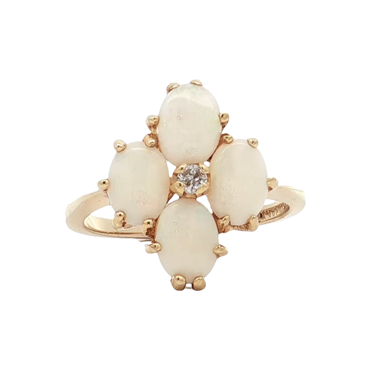 Yellow Gold Opal & Diamond Ring
